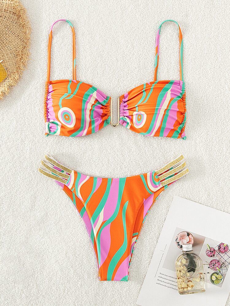 Allover Print Cut Out Bikini Swimsuit | SHEIN