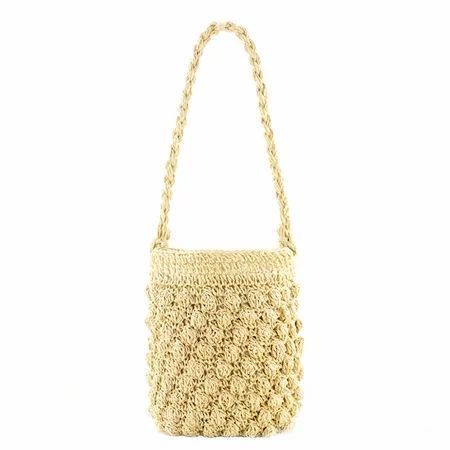 ALISA Summer Small Bucket Shoulder Bag Women Drawstring Portable Woven Handbag | Walmart (US)