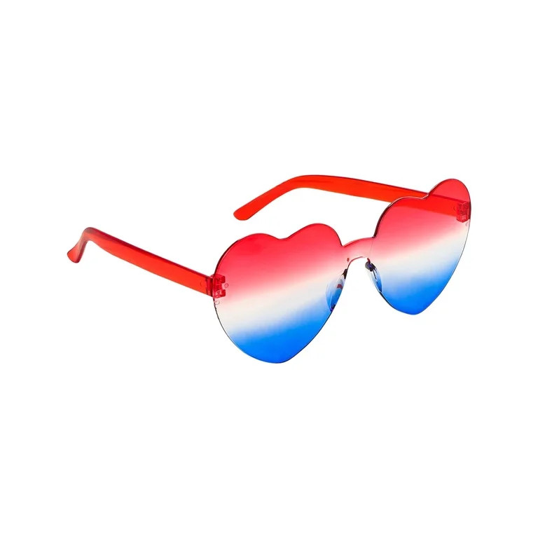 Heart Sunglasses for Women Men, Patriotic Rimless Heart Shaped Sunglasses, Red White Blue Accesso... | Walmart (US)