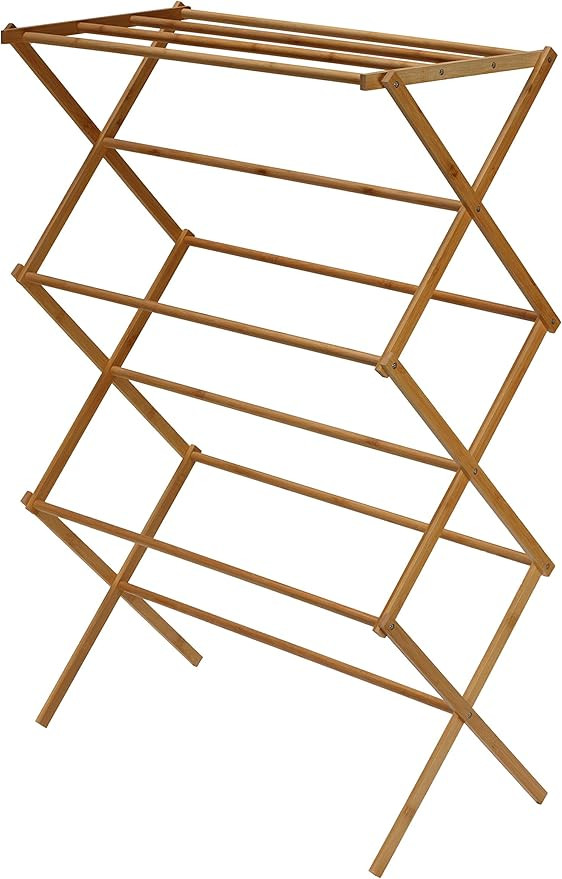 Cortesi Home Eli Natural Bamboo Clothing Drying Rack, 28.5" W x 14.5" L x 43" H, Brown | Amazon (US)