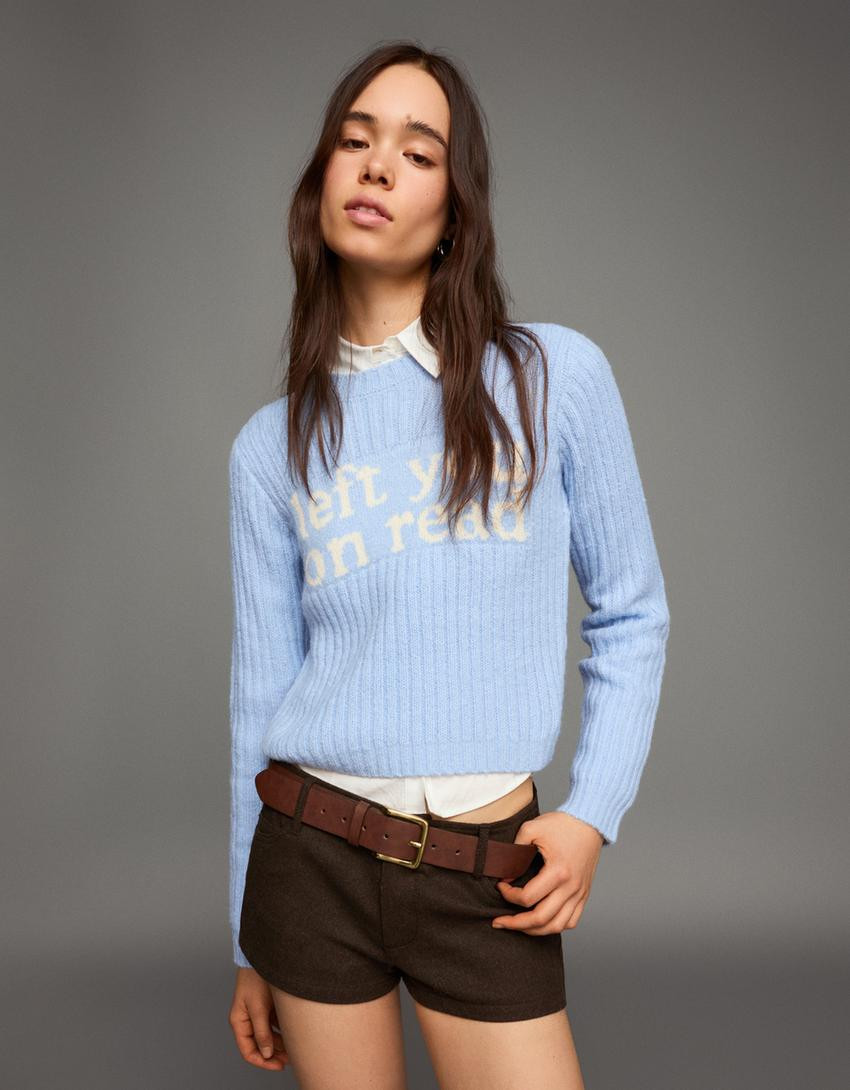 Printed knit jumper - Sweaters and cardigans - Women | Bershka GB