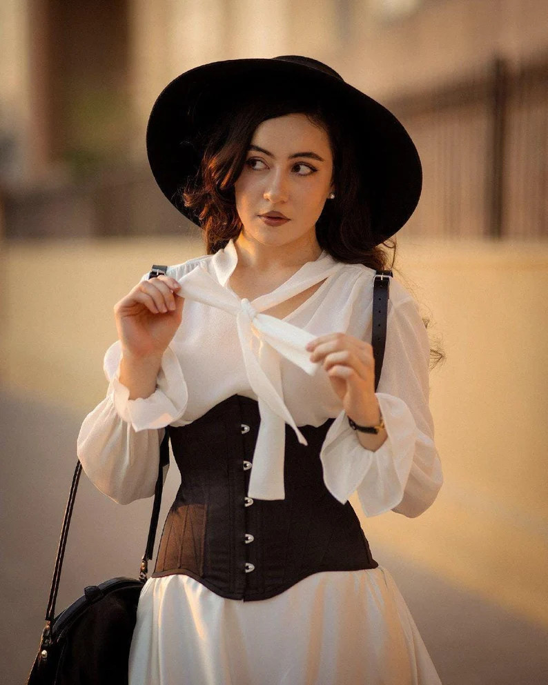 Custom Made Underbust Wide Black Satin Lace up Corset Belt, a Gift for Your Beloved, Birthday Gif... | Etsy (US)