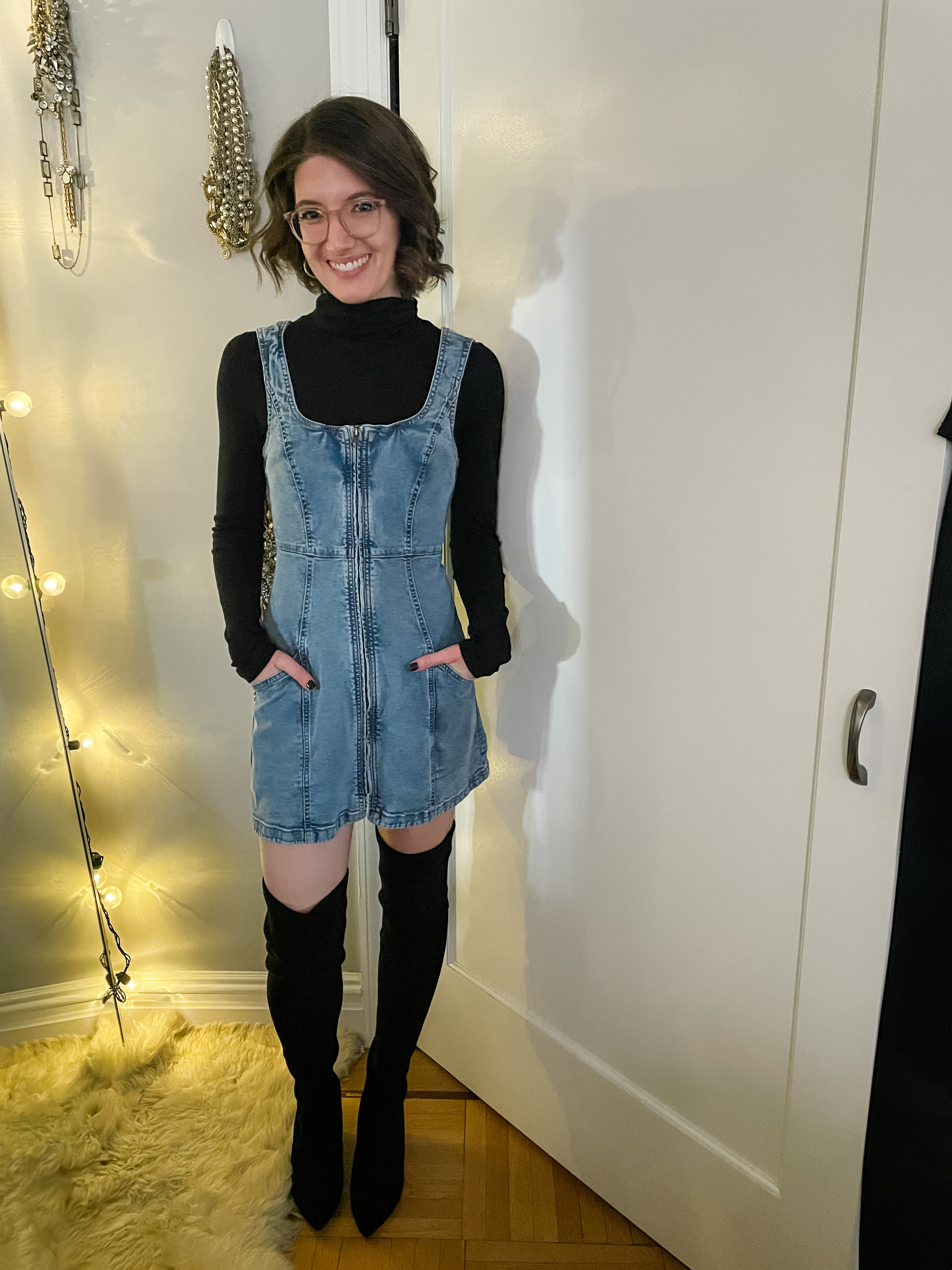 Tissue turtleneck: TTS
Denim dress: TTS
OTK Boots: TTS

Holiday outfit | thanksgiving outfit | denim dress 

#LTKStyleTip #LTKHoliday #LTKCyberWeek