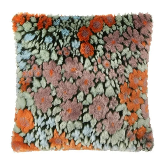 Beautiful Faux Fur Floral Pillow by Drew Barrymore, 20" x 20" | Walmart (US)