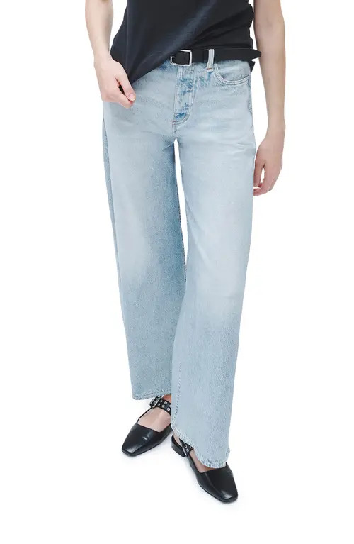 rag & bone Miramar Sofie High Waist Ankle Wide Leg Terry Sweatpant Jeans in Meadowblue at Nordstrom, Size 29 | Nordstrom
