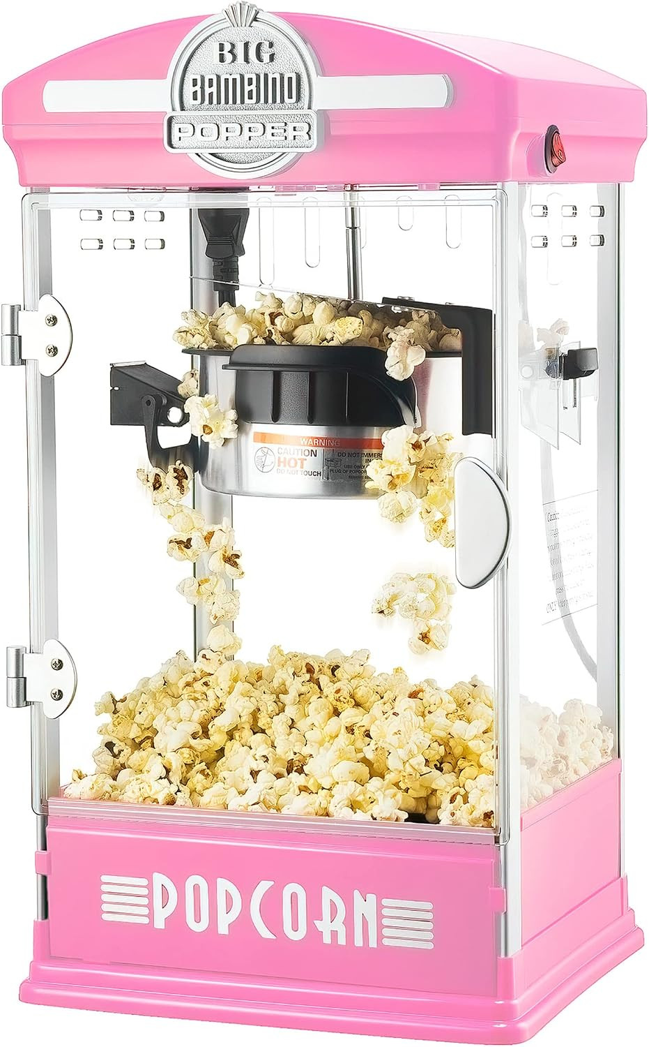Great Northern Popcorn Big Bambino Popcorn Machine - Old Fashioned Popcorn Maker with 4-Ounce Kettle, Measuring Cups, Scoop and Serving Cups (Pink), 10.8" x 9.7" x 19.5 | Amazon (US)