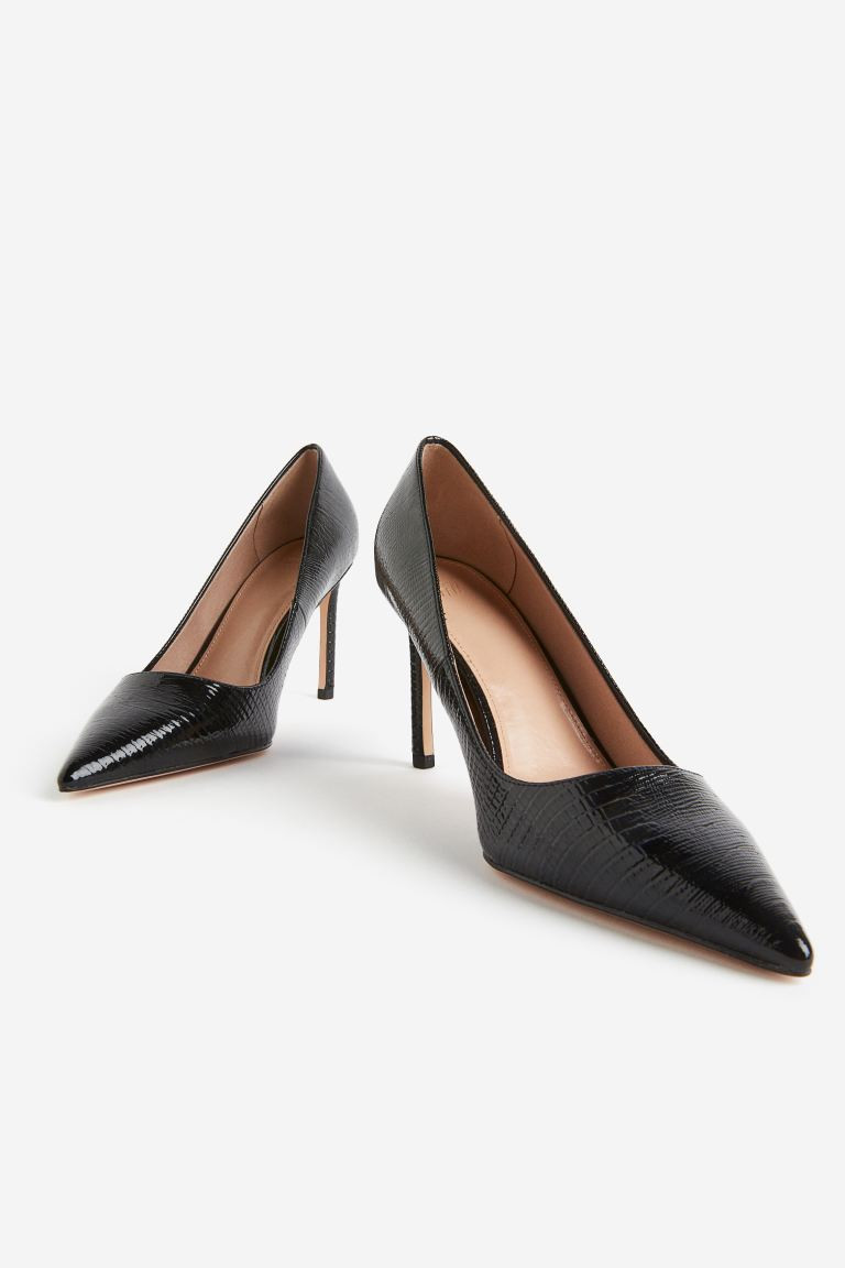 Patterned court shoes - High heel - Black - Ladies | H&M GB | H&M (UK, MY, IN, SG, PH, TW, HK)