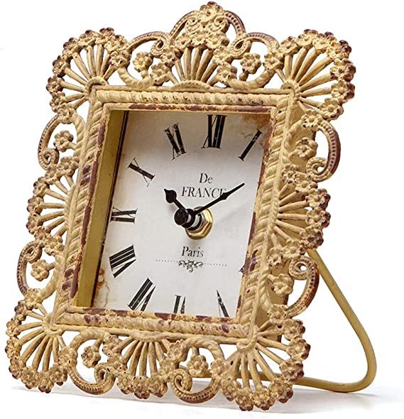 NIKKY HOME Vintage Table Clock, Shabby Chic Decorative Pewter Desk Clock Battery Operated for Liv... | Amazon (US)