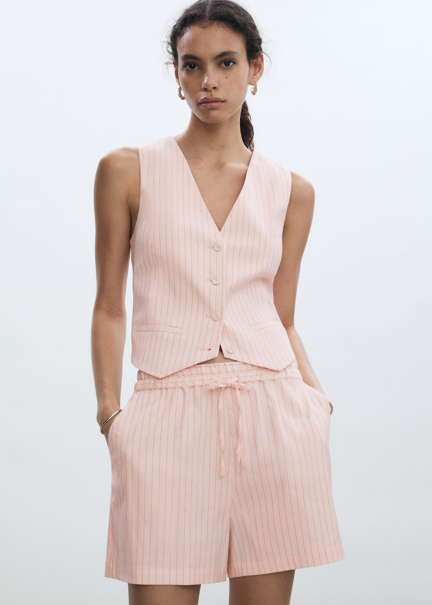 Striped linen shorts - Women | MANGO USA | Mango (US/MX/AU)