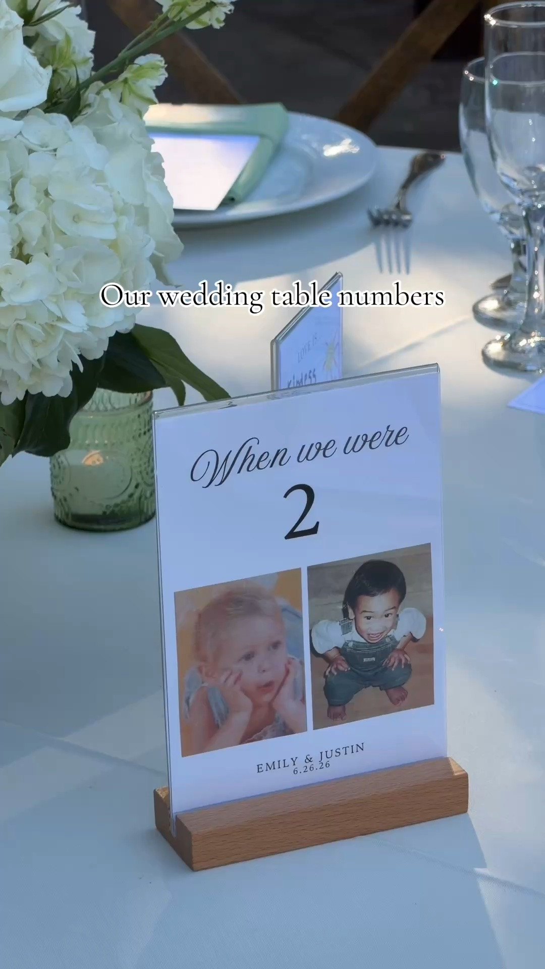 Our wedding table numbers😍 each table had a picture of us when we were that age 🥰

#LTKWedding