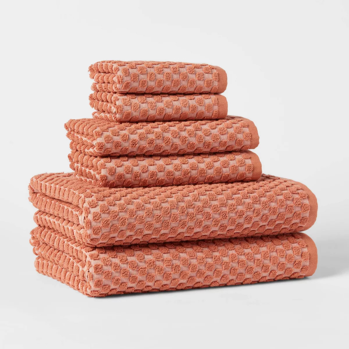 6pc Performance Plus Textured Dot Bath Towel Set Terracotta - Threshold™ | Target