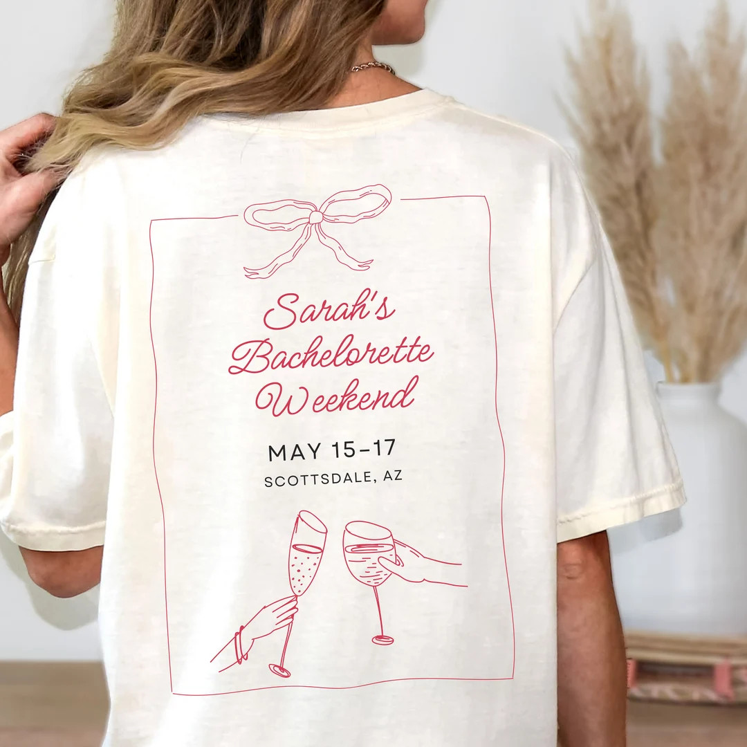 CUSTOM Champagne Bachelorette Tee, Personalized Wine, Winery Bachelorette Oversized T-shirt, Girl... | Etsy (US)