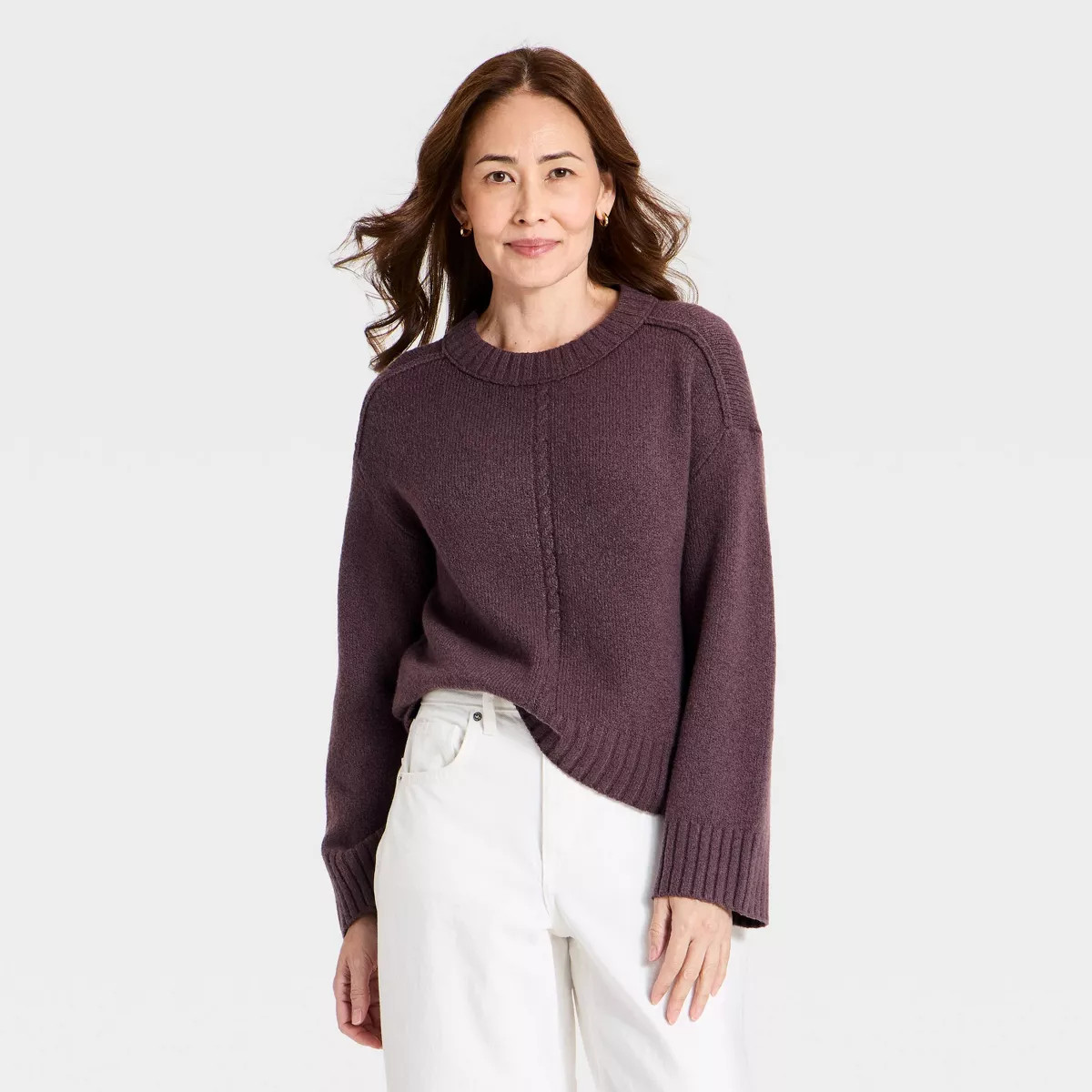 Women's Heritage Crewneck Pullover Sweater - Universal Thread™ Burgundy L | Target