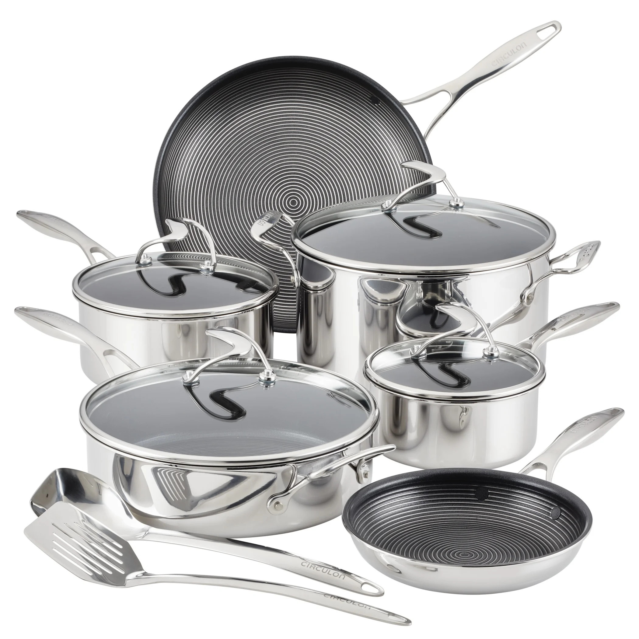 Circulon SteelShield 10 Pc Tri Ply Clad Nonstick Pots and Pans Set, Silver | Walmart (US)
