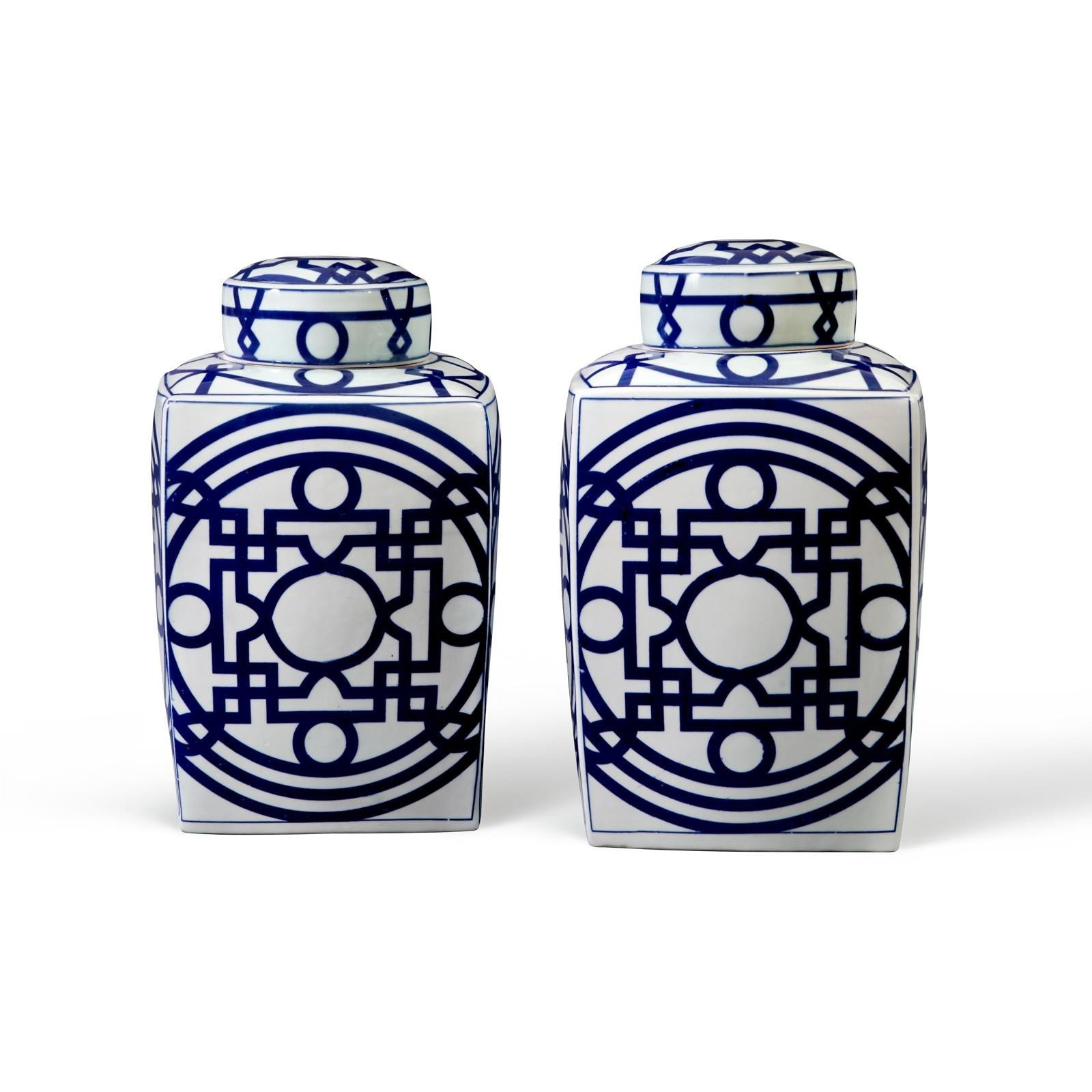 Jasper Square Jar in Blue & White – BURKE DECOR | Burke Decor
