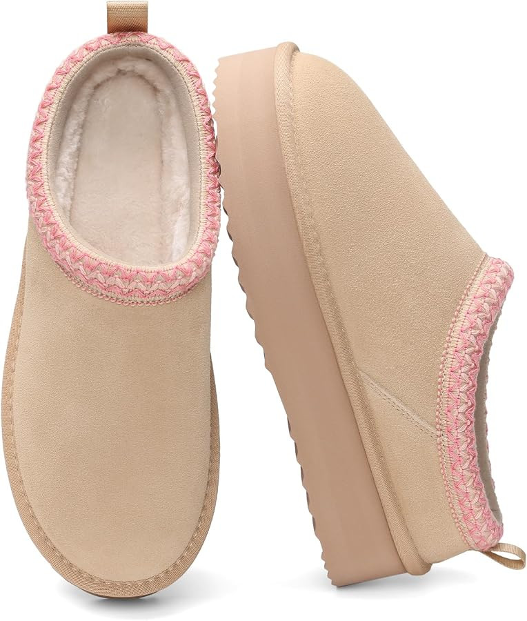 DREAM PAIRS Women's Platform Genuine Suede House Slippers | Amazon (US)