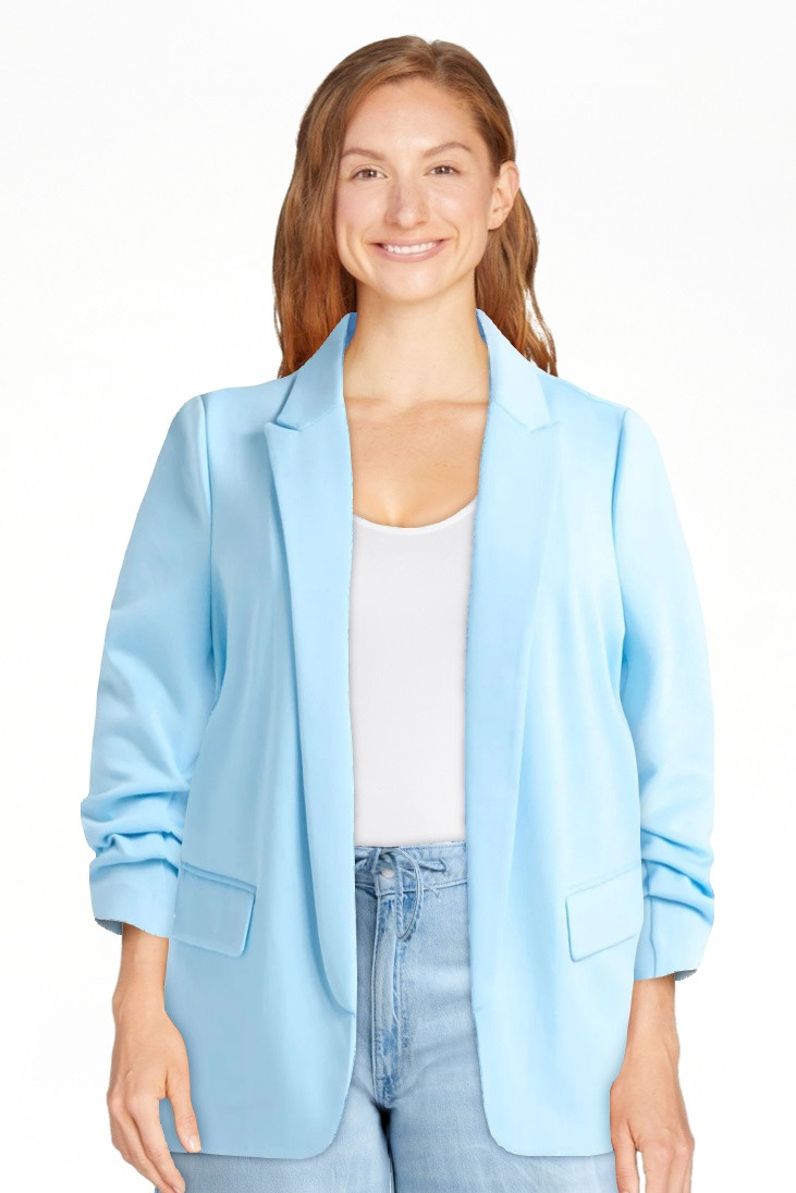 Scoop Women's and Women's Plus Relaxed Scuba Knit Stretch Blazer with Scrunch Sleeves, Sizes XS-4... | Walmart (US)