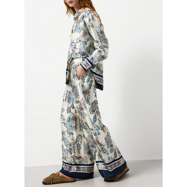 Buy Cream Paisley Scarf Print Wide Leg Co-ord Trousers 14 | Co-ords | Tu | Tu Clothing