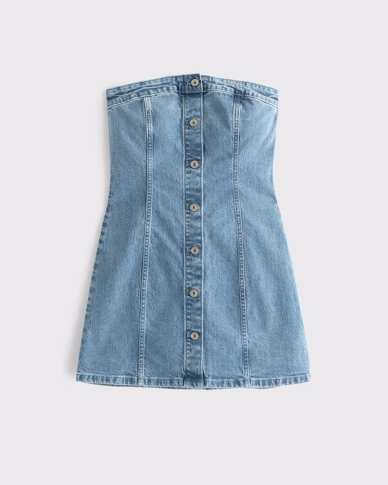 Women's The A&F Mara Strapless Denim Mini Dress | Women's Dresses & Jumpsuits | Abercrombie.com | Abercrombie & Fitch (US)