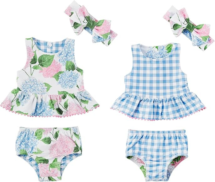 Mud Pie Girls Reversible Swimsuit & Headband Set | Amazon (US)