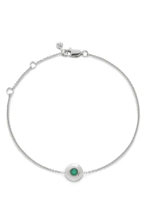 Monica Vinader May Birthstone Chain Bracelet in Sterling Silver/emerald at Nordstrom | Nordstrom