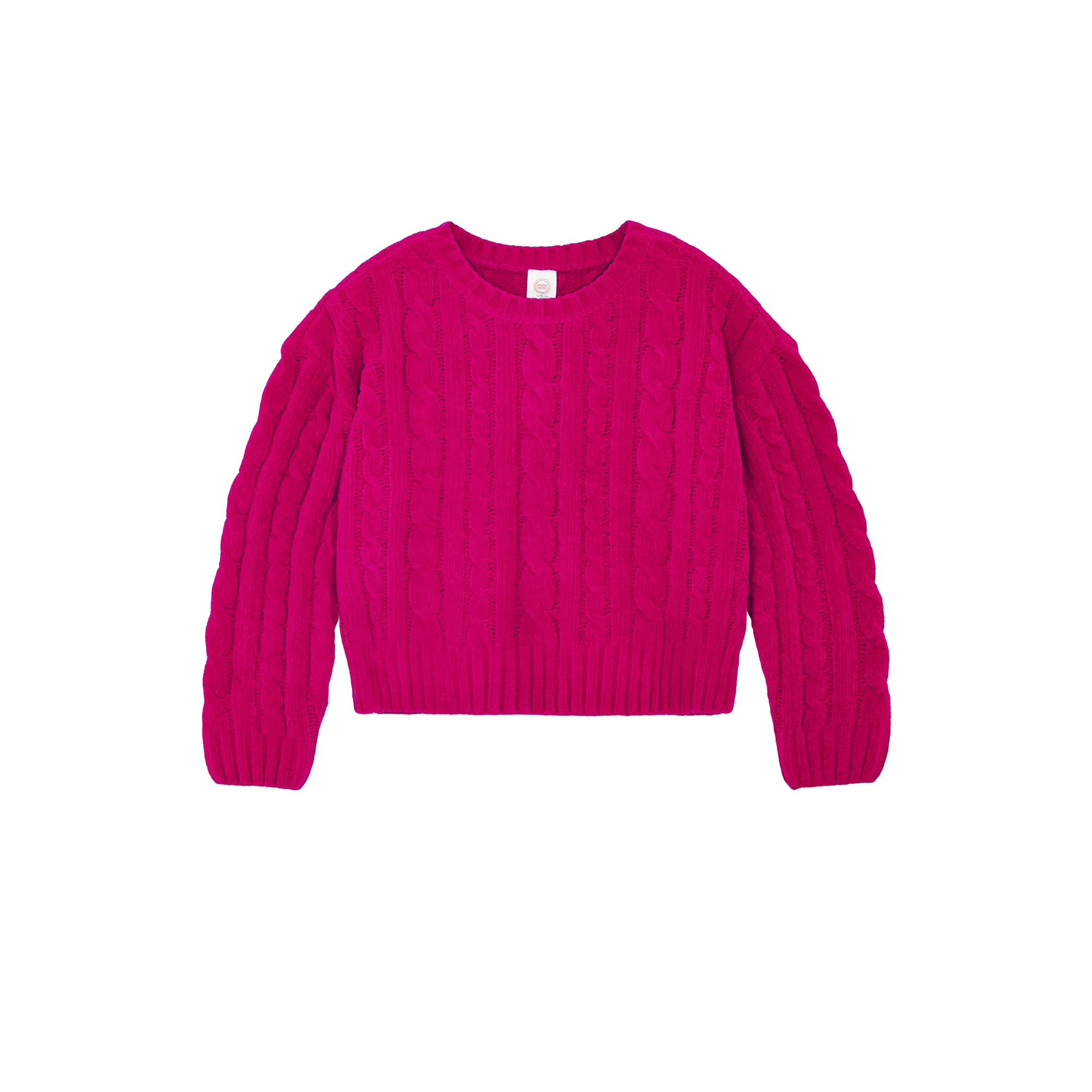 Wonder Nation Girls Chenille Sweater with Long Sleeves, Sizes 4-18 & Plus | Walmart (US)