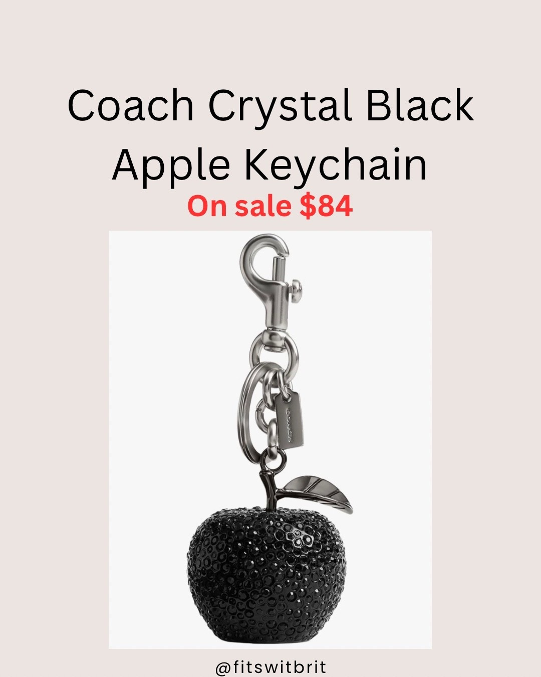 Coach Crystal Black Apple Keychain on sale $84  

#LTKSaleAlert