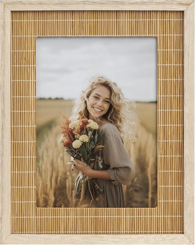 Sonefreiy Boho 5x7 Picture Frame, 5 x 7 Picture Frames for Wall, Photo Frame Natural Bamboo Woven... | Amazon (US)