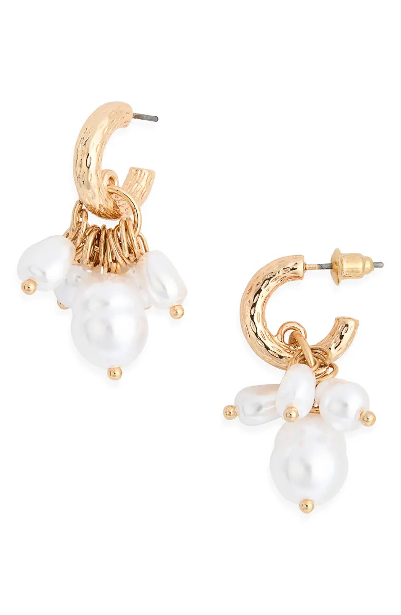 Faux Pearl Drop Hoop Earrings | Nordstrom