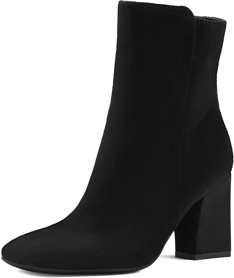 mysoft Women's GoGo Boots Square Toe Side Zipper Ankle Boots Chunky Block Heel Mid Calf Low Heele... | Amazon (US)