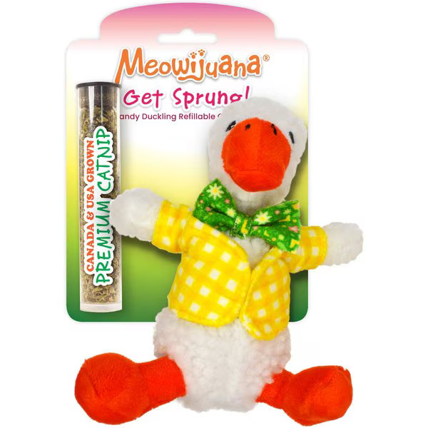 Meowijuana Refillable Get Sprung Duckling Cat Plush Toy with Catnip | Chewy.com