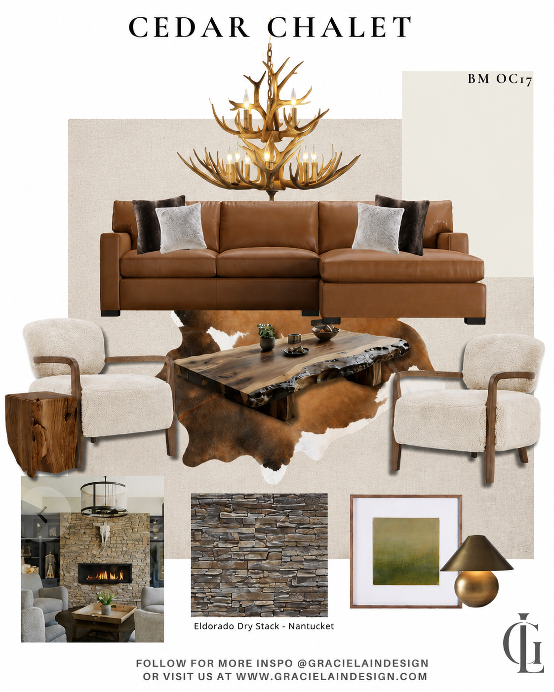 Warm, layered, and just a little rugged — the Cedar Chalet look is all about mixing natural texture with elevated comfort. Think rich leather, cozy boucle, live-edge wood, warm stone, and sculptural lighting for that collected mountain-home feel without going overly rustic.

Everything featured here is linked in my LTK. 🤎

#CedarChalet #InteriorDesign #LivingRoomDesign #RusticModern #OrganicModern #MountainHome #NeutralInteriors #InteriorInspo #HomeDecor #LTKHome #GracieLainDesign
 

 #LTKSeasonal #LTKHome #LTKSaleAlert