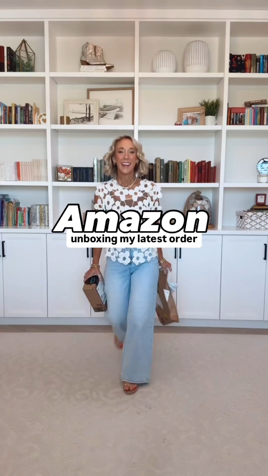 Amazon - unboxing my latest order * Floral Lace Top - size small. 12 colors. * Tan Tank - size small. * Light Wash Wide Leg Jeans - size 25. * Sandals - tts. 1. Gold Chunky Hoop Earrings 2. Chunky Gold Stud Earrings 3. Long Silk ‘Rabbit’ Scarf 4. Babydoll Eyelet V Neck Short Sleeve Blouse - size small. 8 colors. 5. Floral Print Pleated Tennis Skirt - size small. 4 colors. * White Short Sleeve Tshirt - size small. 6. Sleeveless Smocked Plaid Tiered Maxi Dress - size small. 8 colors. 

#LTKSeasonal#LTKOver40 

 

#LTKootd