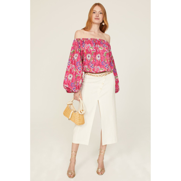 Caroline Constas Pink Paisley Andros Top Pink-multicolored-print | Rent the Runway