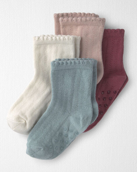 Toddler Girl 4-Pack No-Slip Ankle Socks Made with Organic Cotton - Little Planet | Carter's | Carter's Inc