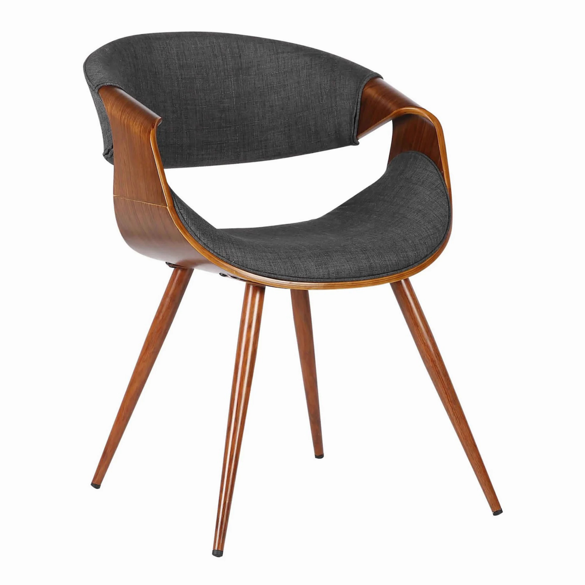Curved Back Fabric Dining Chair with Round Tapered Legs, Brown and Gray | Kohl's