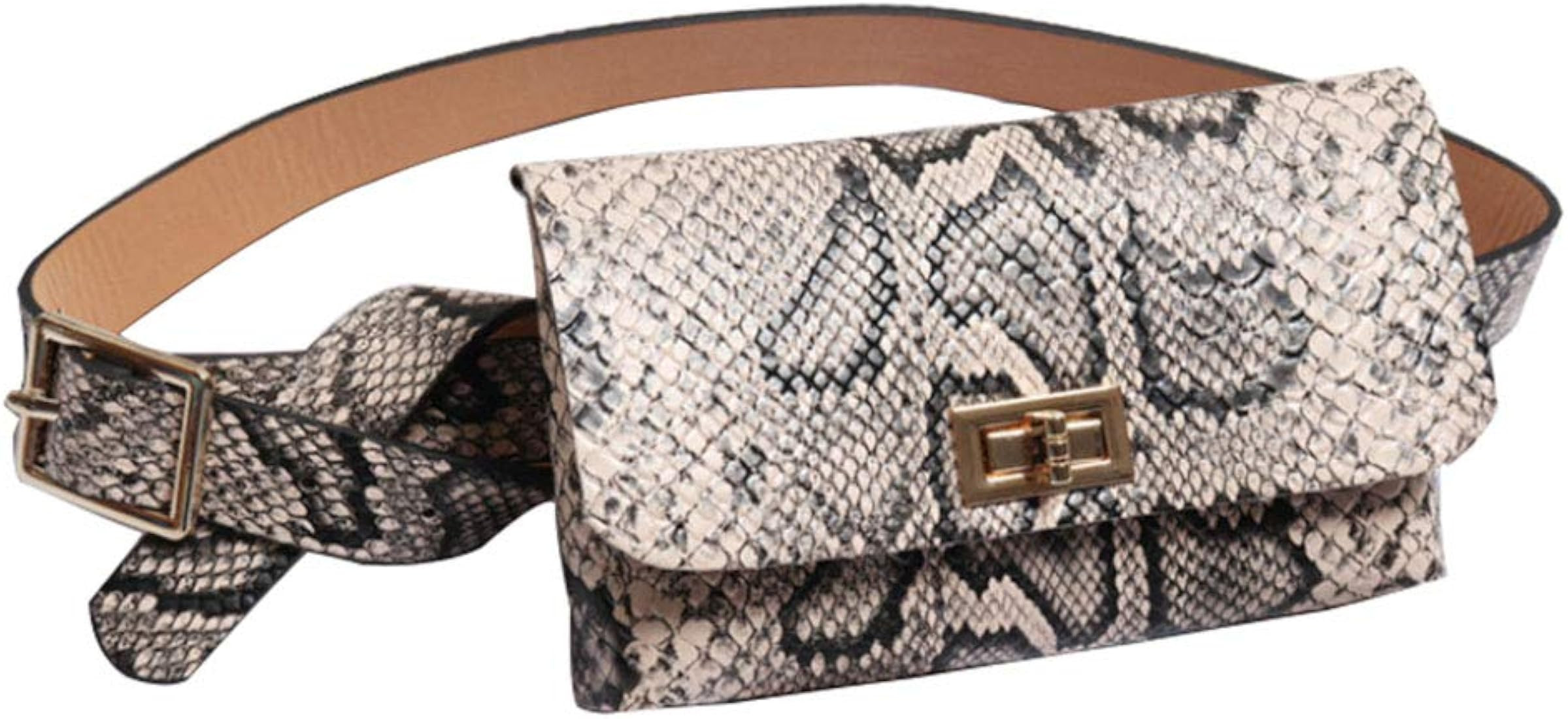 Leather Elegant Snakeskin Waist Fanny Belt Pack | Amazon (US)