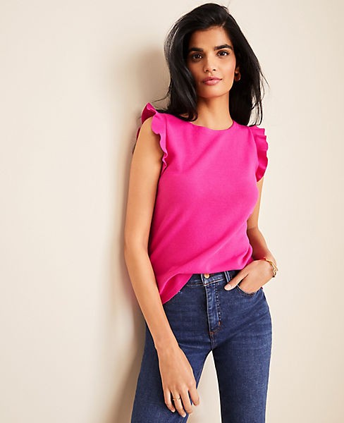 Ruffle Sleeve Sweater Shell | Ann Taylor (US)