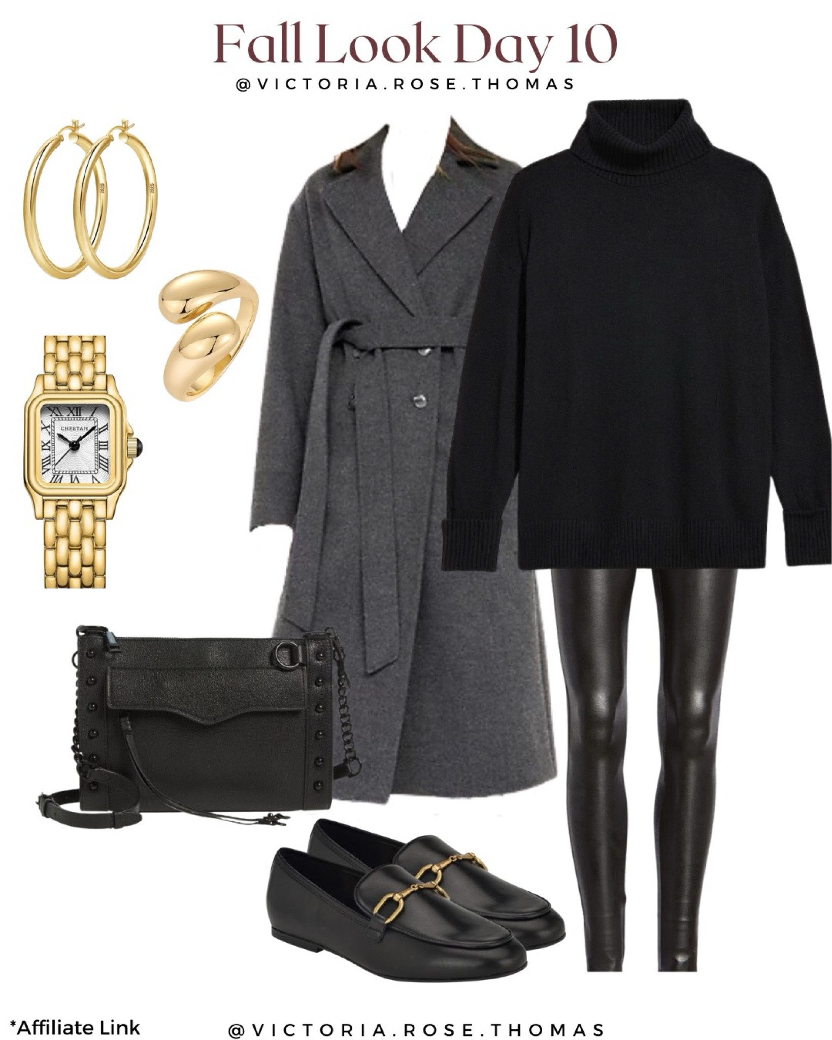 Fall styled look! Oversized black turtleneck, faux leather leggings, black loafers, black crossbody, grey wool blend tie belt coat, gold watch, gold hoops and gold ring.

I linked multiple price points 🫶🏻

Fall outfit 
Fall fashion 
Fall looks 
Styled looks
Winter outfit
Winter looks
Coat 
Date night
Night out
Girls night
NYC 
Rebecca minkoff 
Amazon finds
Amazon fashion
Designer looks for less
Adorable fashion
#stylewithnosecrets

#LTKCyberWeek #LTKSeasonal #LTKHoliday