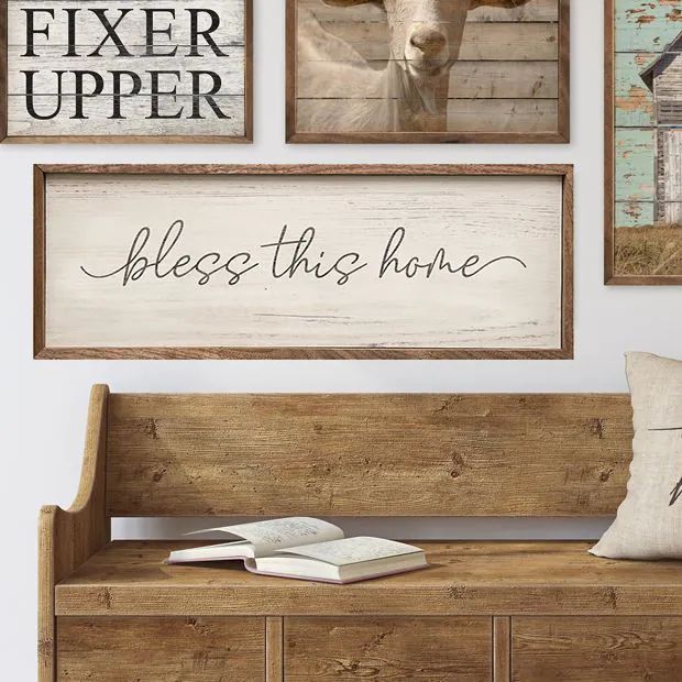 Bless This Home Whitewash Framed Sign | Antique Farm House