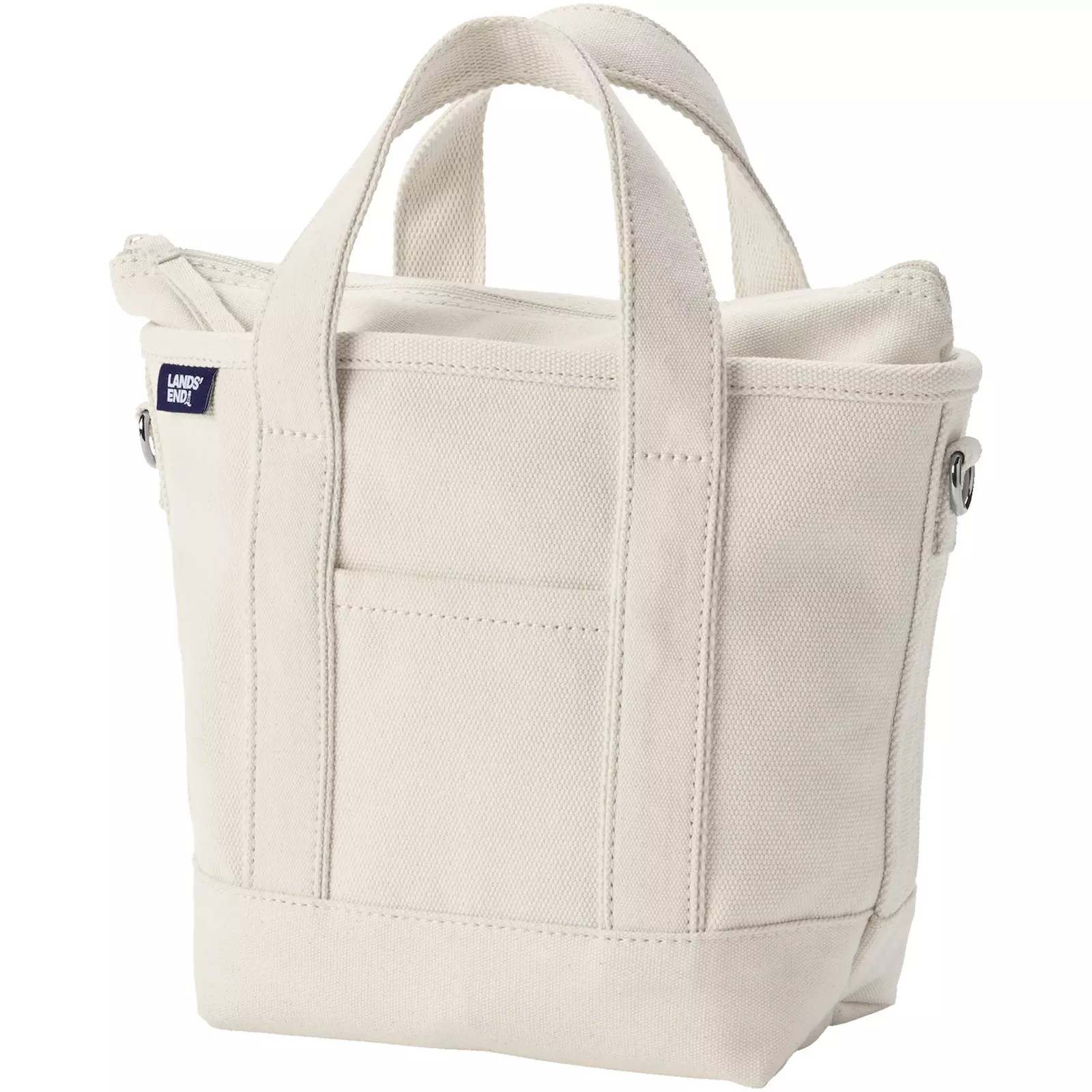 Lands' End Small 3 Pocket Zip Top Canvas Tote Bag, Natural Natural | Kohl's