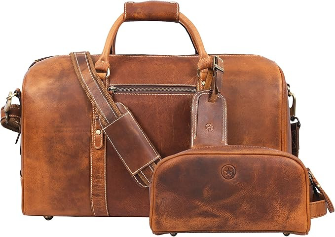 Leather Travel Duffle Bag | Gym Sports Bag Airplane Luggage Carry-On Bag | Gift for Father's Day ... | Amazon (US)
