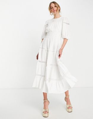 ASOS EDITION maxi dress with ruched detail and lace inserts | ASOS (Global)