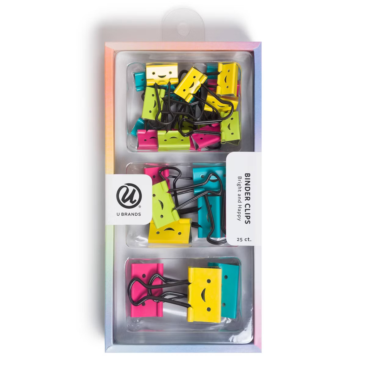 U Brands 25ct Assorted Size Binder Clips Bright and Happy: Steel Office Supplies, Multicolor, Cli... | Target