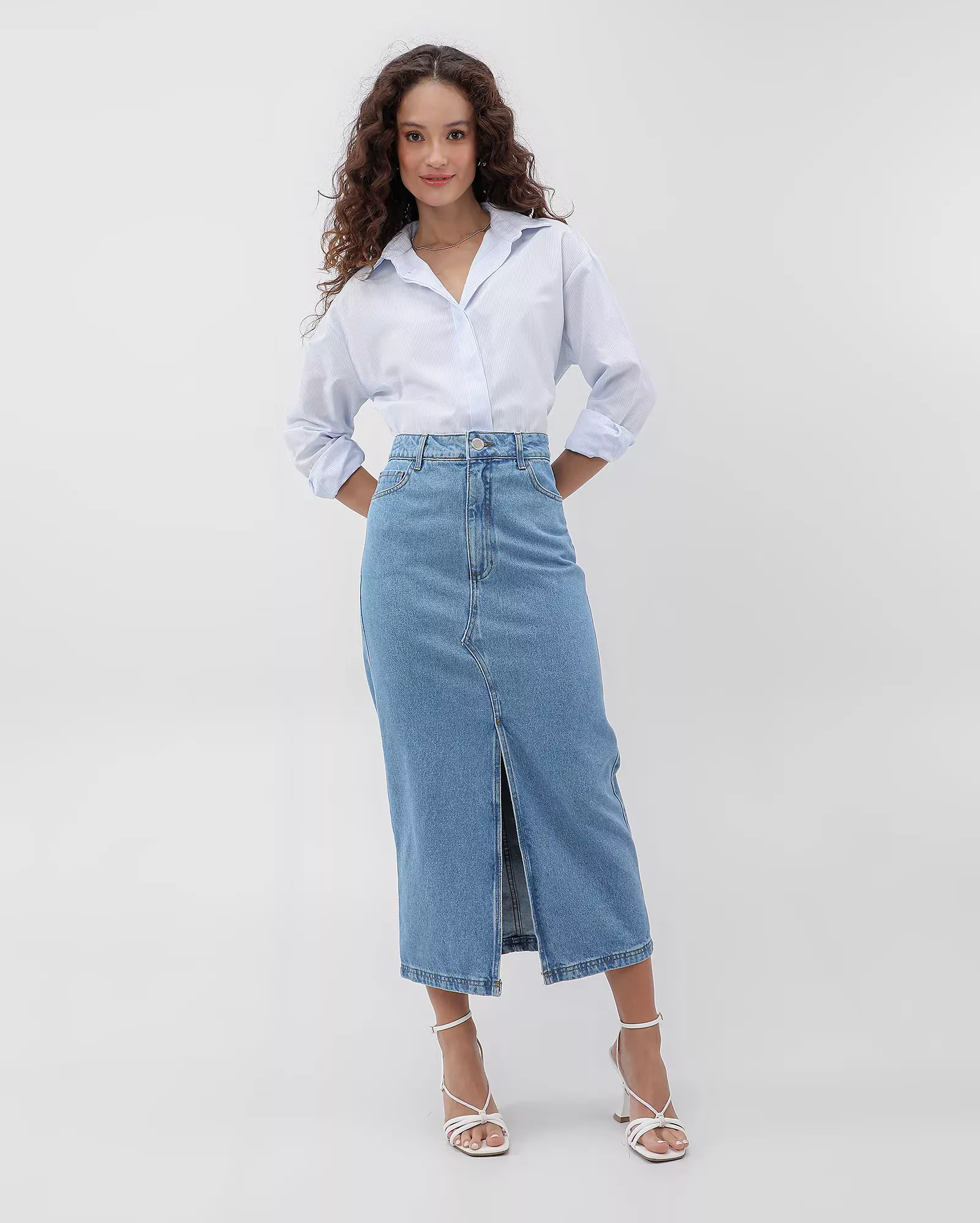 Riachuelo saia midi store jeans