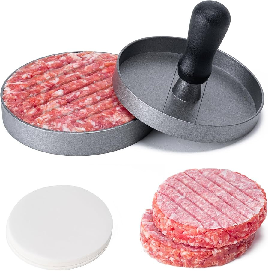 Burger Press 100 Patty Papers Set,4.6 Inch Round Smasher,Non-Stick Hamburger Patty Maker with Wax... | Amazon (US)