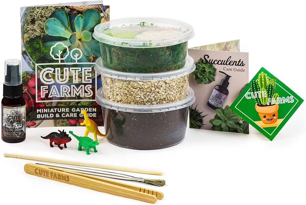 Cute Farms Terrarium Starter Kit | Moss, Vermiculite, Soil, Pebbles, Plant Food, Finishing Tools,... | Amazon (US)