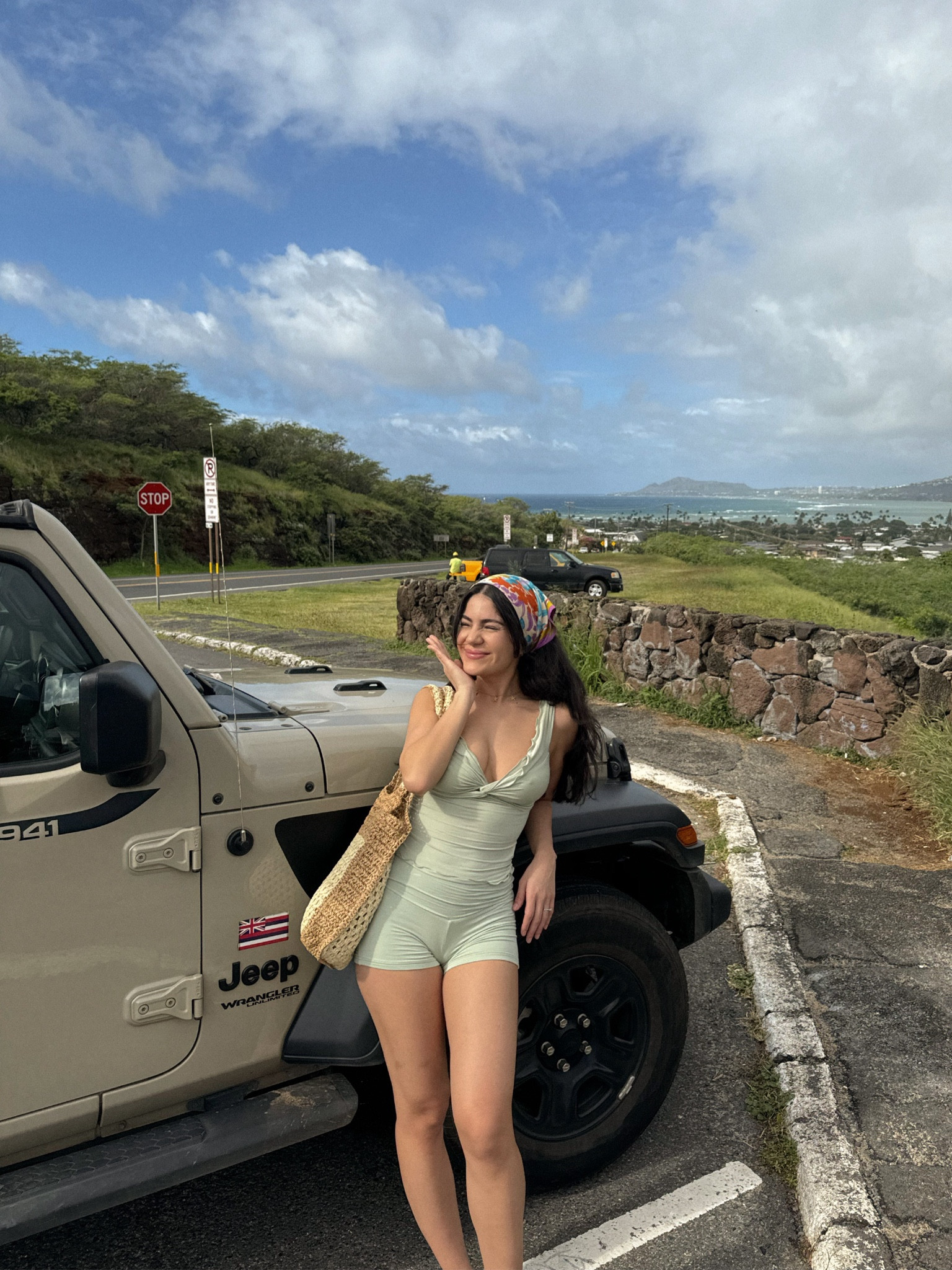 aloha 🌺 Vacation Outfit, East Outfit, Spring Fashion, Silk Scarf, Outfit Ideas, Shorts, Green