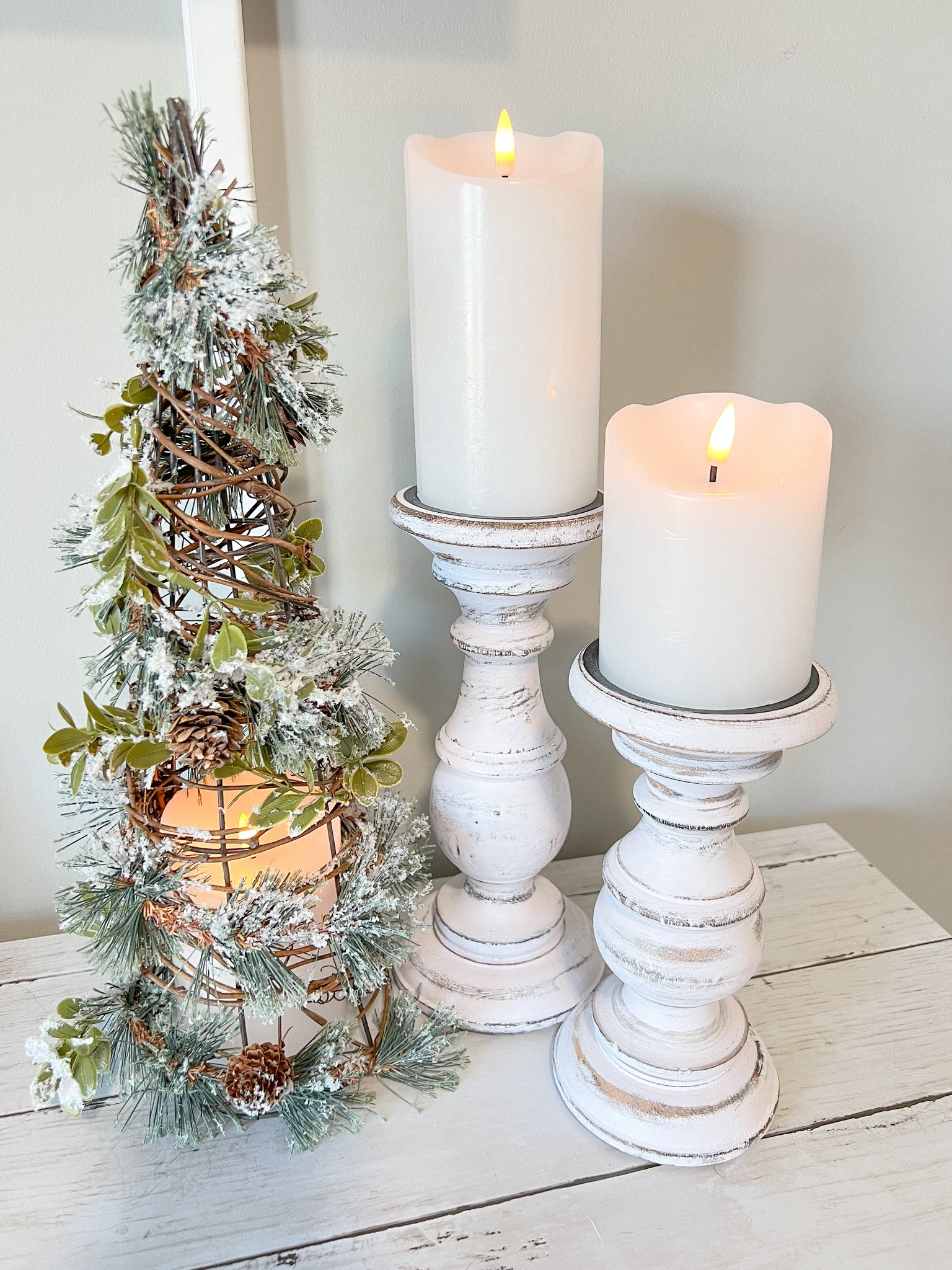 My favorite flameless pillar candles for a timeless cozy ambience🫶🕯️ Real wax, very realistic flame effect. 

#homedecor #homdecorating #winterdecor

#LTKhome