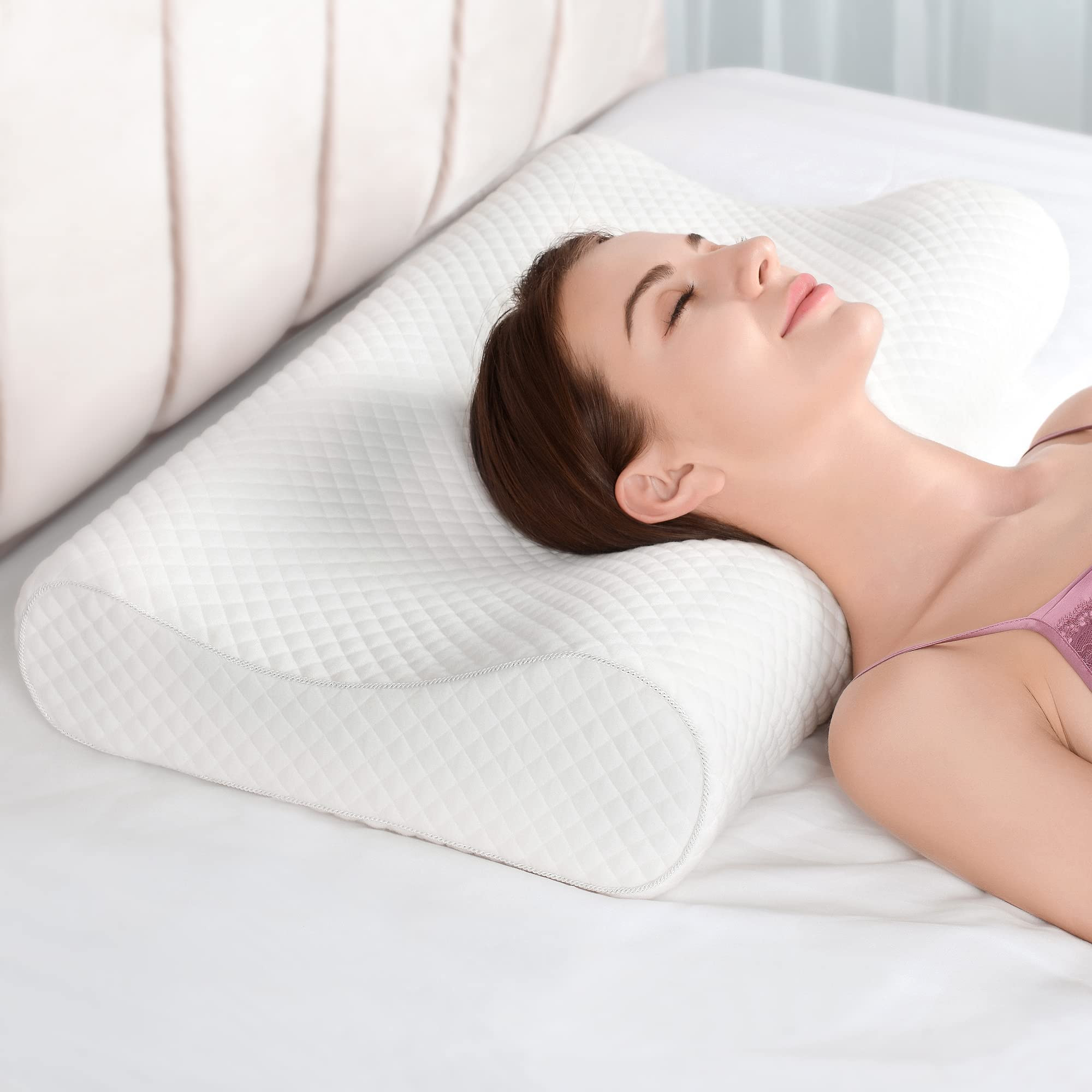 AM AEROMAX 32" King Size Contour Memory Foam Pillow, Cervical Pillow for Neck Pain Relief, Neck O... | Amazon (US)